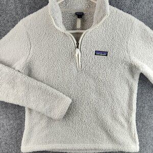 Patagonia Fleece Pullover Jacket Women White Ivory 1/4 Zip Small Adult Soft
